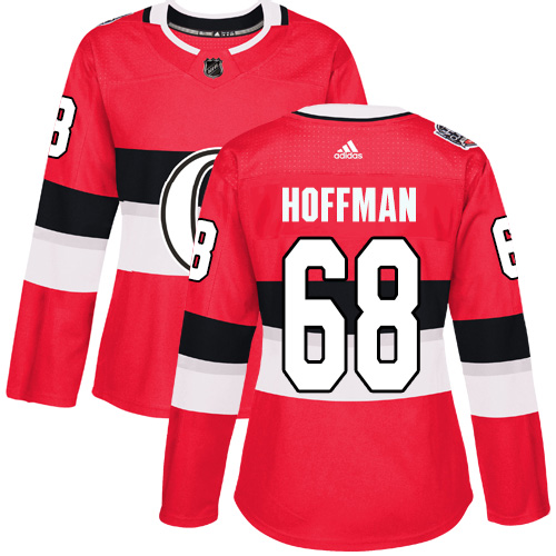 Adidas Senators #68 Mike Hoffman Red Authentic 100 Classic Women's Stitched NHL Jersey